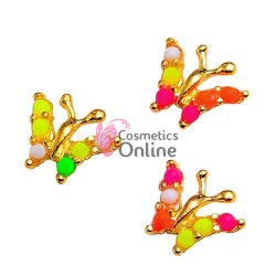 Decoratiuni 3D Metalice 078 Fluturasii Aurii cu Perlute 